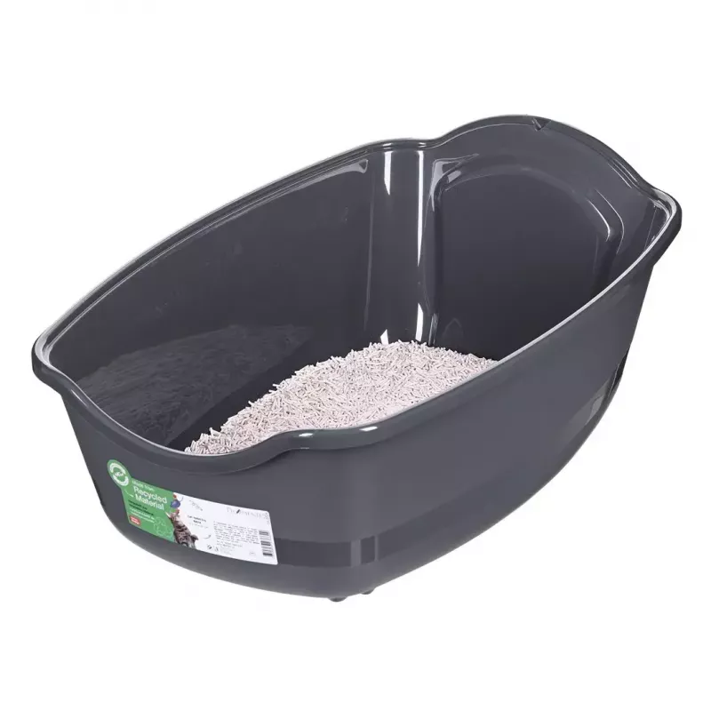 Kačių tualetas DIAMENTIQ BAYA šviesiai pilka/tamsiai pilka 55,5×40×38,7 cm, plastikinis, reversinės durelės