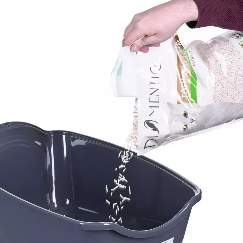 Kačių tualetas DIAMENTIQ BAYA šviesiai pilka/tamsiai pilka 55,5×40×38,7 cm, plastikinis, reversinės durelės