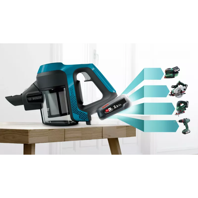 Bosch Serie 6 BBS611LAG belaidis kombinuotas dulkių siurblys 2-in-1, mėlynas, 2,5 Ah
