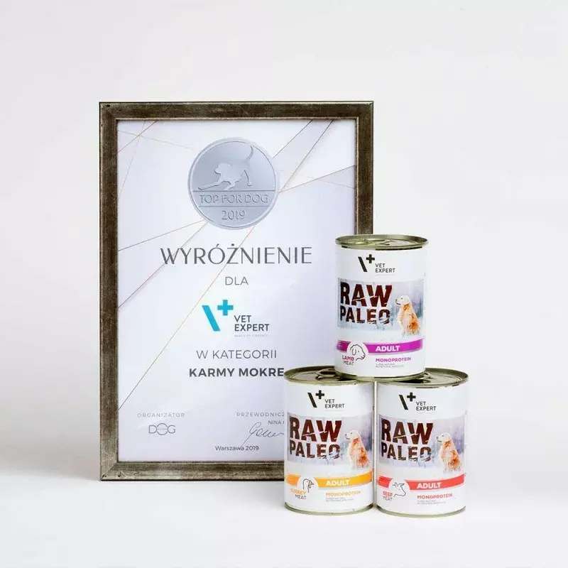 Šlapias šunų maistas VETEXPERT RAW PALEO Adult Monoprotein Turkey 400 g, be glitimo ir sojos, tinka jautriems grūdams