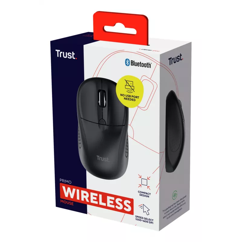 Trust Primo kelioninė pelė Ambidextrous Bluetooth Optinė 1600 DPI