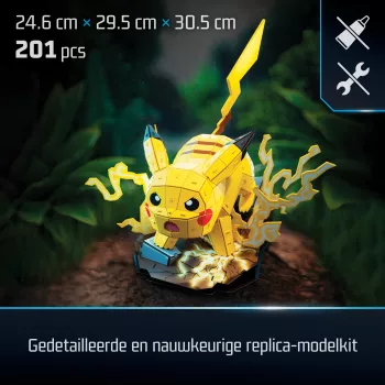 4D Build Pokémon Pikachu 3D modelio rinkinys – Pikachu figūrėlė iš Kanto pirmųjų partnerių kolekcijos, 201 detalė, nuo 12 metų