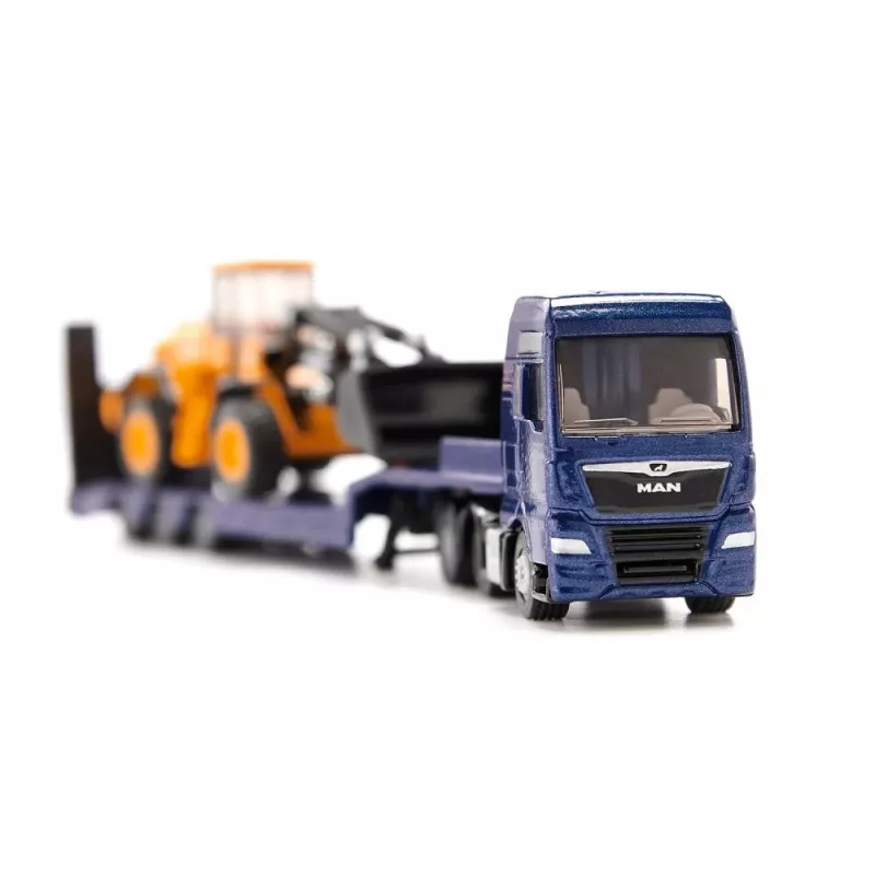 Siku 1790 vilkikas su puspriekabe ir JCB ratiniu krautuvu, metalas/plastikas, 3+ metams, juoda/mėlyna/geltona