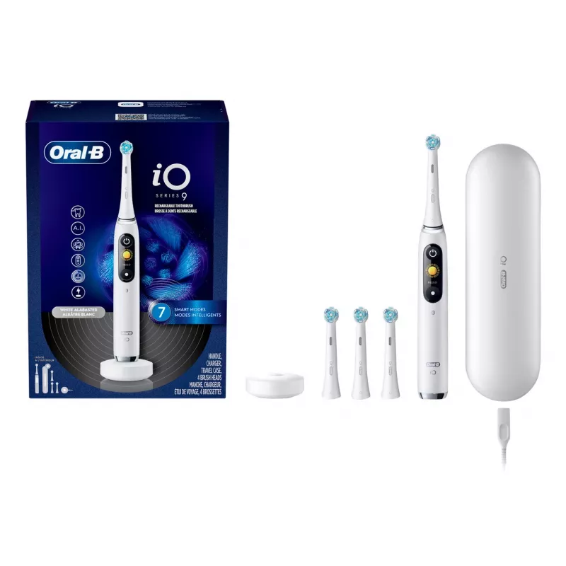Elektrinis dantų šepetėlis Oral‑B iO Series 9 Luxe Edition — White Alabaster