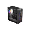 PC korpusas DeepCool MATREXX 40 3FS Micro Tower — Micro ATX/Mini-ITX, grūdintas stiklas, 3x140/2x120 ventiliatorių palaikymas, GPU iki 320 mm, 2x3.5 colio + 2x2.5 colio, juodas