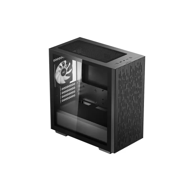 PC korpusas DeepCool MATREXX 40 3FS Micro Tower — Micro ATX/Mini-ITX, grūdintas stiklas, 3x140/2x120 ventiliatorių palaikymas, GPU iki 320 mm, 2x3.5 colio + 2x2.5 colio, juodas
