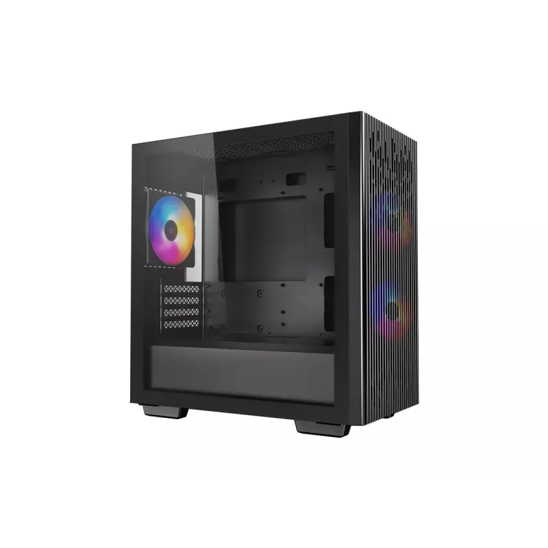 PC korpusas DeepCool MATREXX 40 3FS Micro Tower — Micro ATX/Mini-ITX, grūdintas stiklas, 3x140/2x120 ventiliatorių palaikymas, GPU iki 320 mm, 2x3.5 colio + 2x2.5 colio, juodas