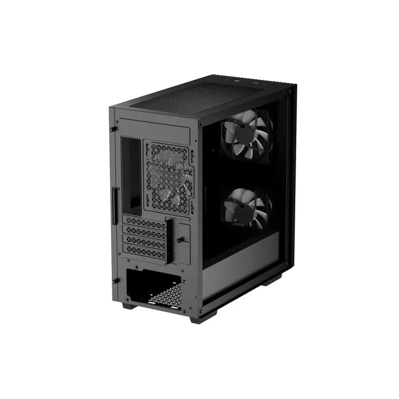 PC korpusas DeepCool MATREXX 40 3FS Micro Tower — Micro ATX/Mini-ITX, grūdintas stiklas, 3x140/2x120 ventiliatorių palaikymas, GPU iki 320 mm, 2x3.5 colio + 2x2.5 colio, juodas