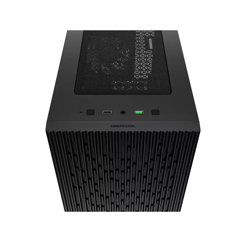 PC korpusas DeepCool MATREXX 40 3FS Micro Tower — Micro ATX/Mini-ITX, grūdintas stiklas, 3x140/2x120 ventiliatorių palaikymas, GPU iki 320 mm, 2x3.5 colio + 2x2.5 colio, juodas