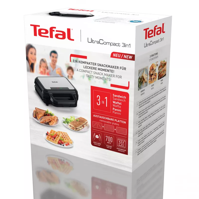 Tefal SW383D10 sumuštinių keptuvė 700 W Juoda, Nerūdijantis plienas