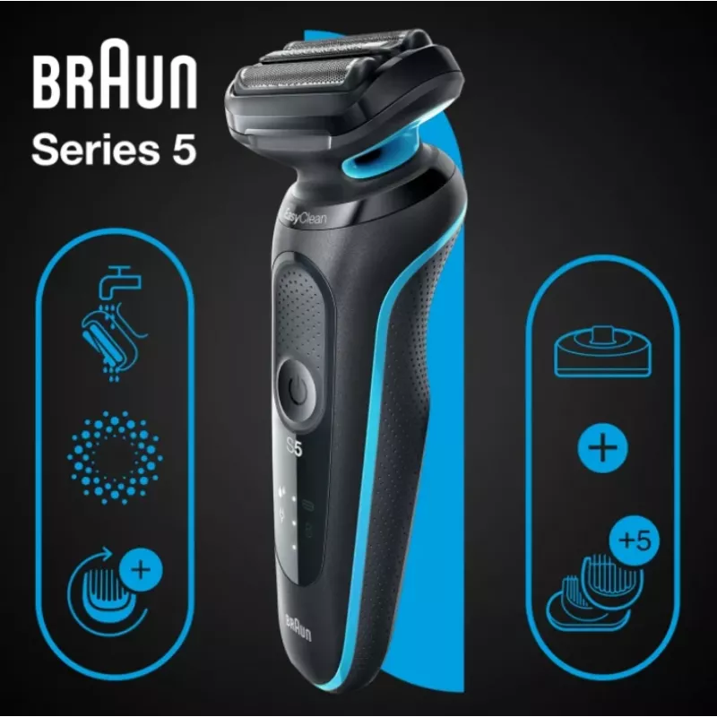Braun Series 5 51-M4500cs folijos skustuvas, juoda, mėlyna