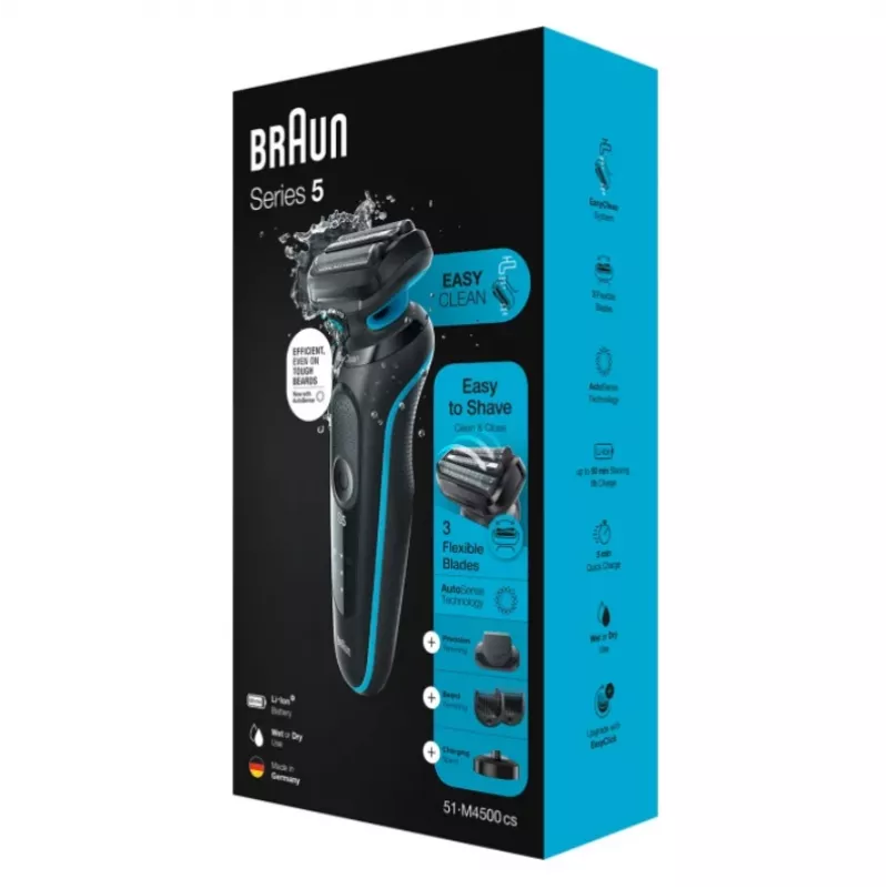 Braun Series 5 51-M4500cs folijos skustuvas, juoda, mėlyna