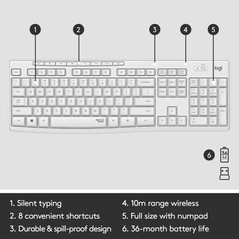 Belaidė klaviatūros ir pelės kombinacija Logitech MK295 Silent