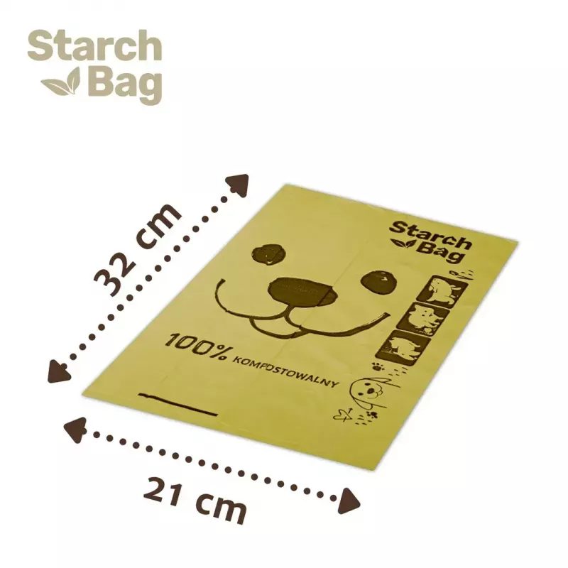 Kompostuojami šunų išmatų maišeliai Starch Bag STARCHBAG BIO alyviniai, augalinės skaidulos, 8 × 15 vnt.