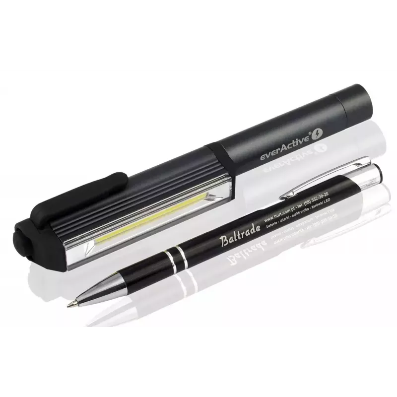 Clip žibintuvėlis everactive WL200, 3 W 200 lm, aliuminio korpusas, IPX4, 3×AAA, ilgis 161,7 mm, juodas