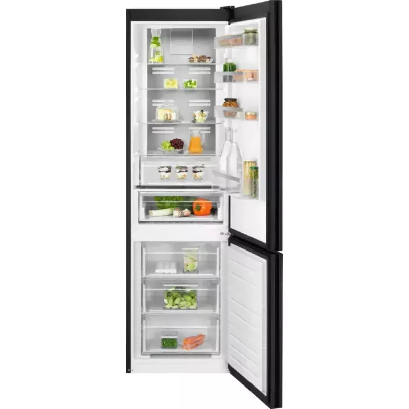 Electrolux LNT7ME36K2 šaldytuvas-šaldiklis, 367 l (šaldytuvas 266 l, šaldiklis 101 l), šaldiklis apačioje, No Frost, energijos klasė E, juodas