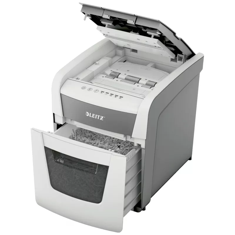 Popieriaus smulkintuvas LEITZ IQ Autofeed Small Office50 P4 – mikro pjūvis 4x28 mm, automatinis padavimas 50 lapų, 22 cm įėjimas, 20 L krepšelis