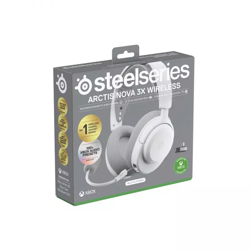 Ausinės STEELSERIES Arctis Nova 3X Wireless – belaidės, 40 h baterija, Bluetooth 5.3, 2.4 GHz, USB-C