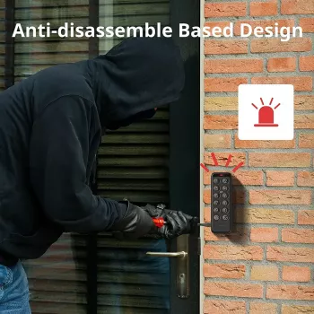 Išmanusis durų spynos kodų skydelis SwitchBot Keypad Touch – piršto atspaudas ir kodas, juodas, CR123A baterijos, belaidis, 38×36×112 mm