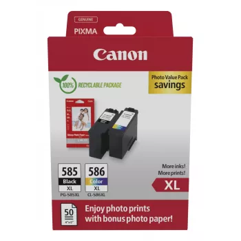 Canon PG-585XL/CL-586 PVP rašalo kasetės 2 vnt. Originalios didelės talpos juoda, ciangelsa, purpurinė, geltona
