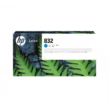Rašalo kasetė HP 832 Cyan 1 L, latekso pagrindu, 1000 ml, vienetinis paketas