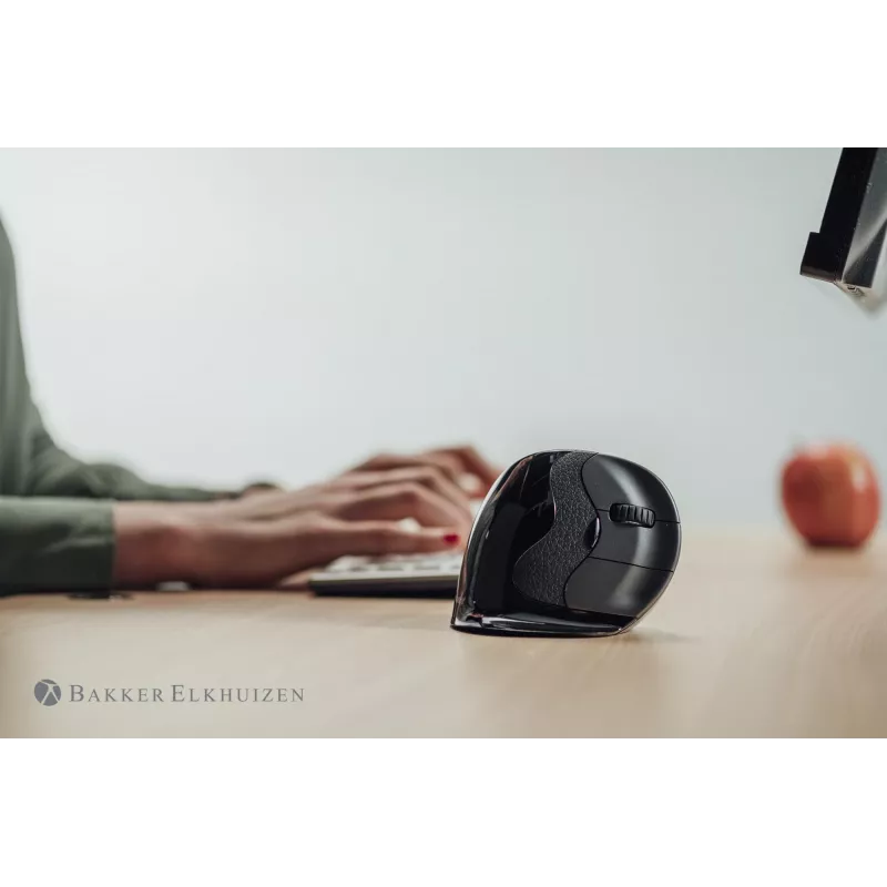Vertikali pelė BakkerElkhuizen Evoluent D Medium, dešinei rankai, lazerinė, USB-A, 3200 DPI, juoda