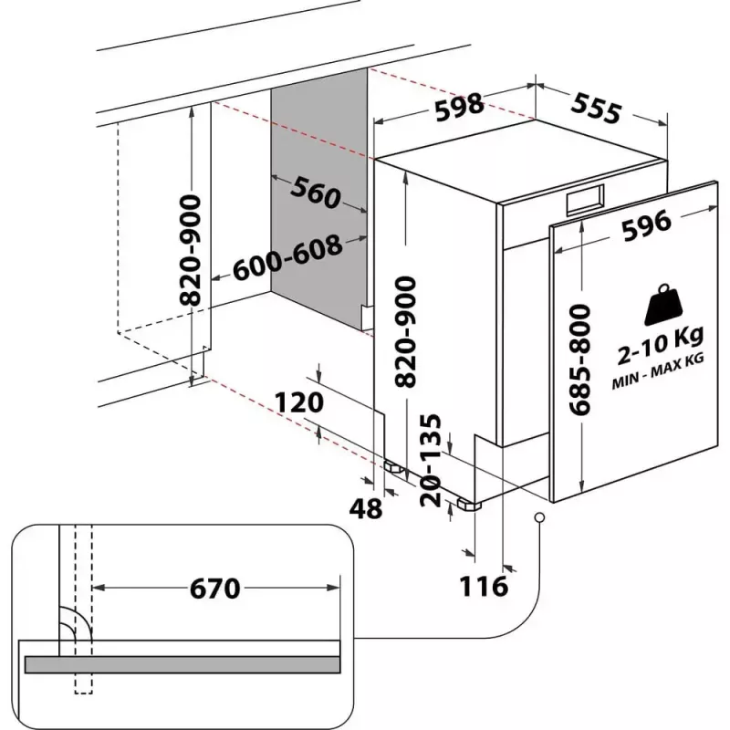 Įmontuojama indaplovė WHIRLPOOL WIP 4T133 PE S — 14 komplektų, 60 cm, 43 dB, energijos klasė D
