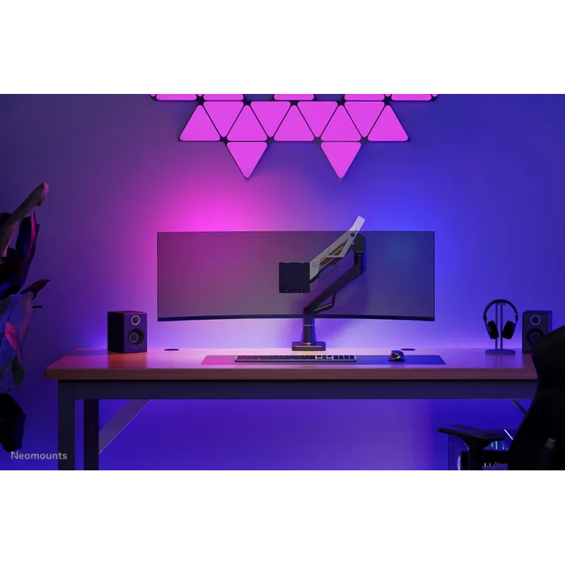 Neomounts DS70-256BL1 žaidimų monitoriaus ranka 24–57 colių ekranams, dujinė spyruoklė, Topfix, 30 kg talpa, VESA 75–200 mm