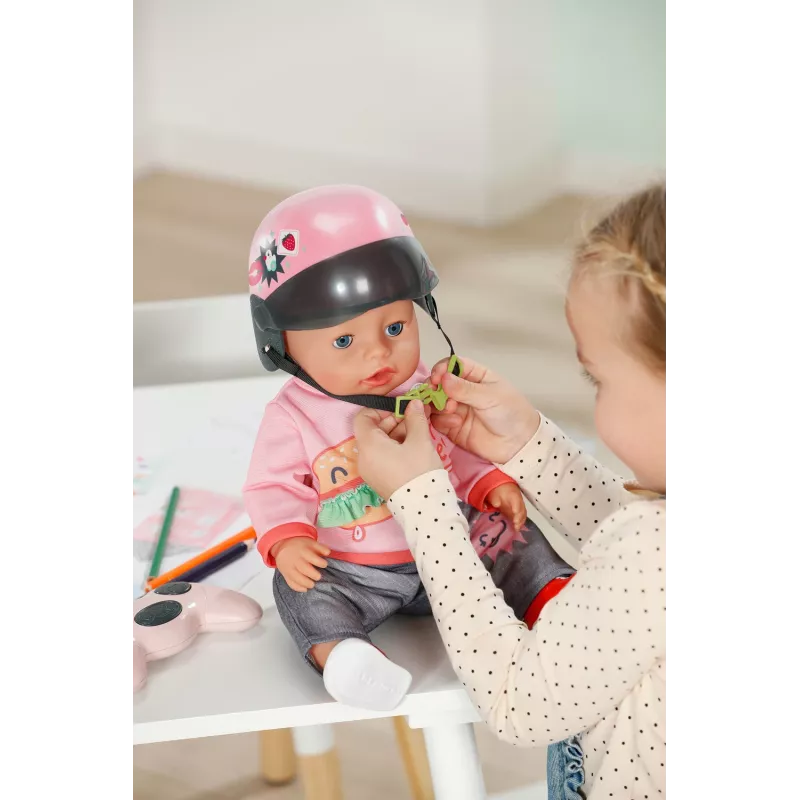 Šalmas lėlei ZAPF BABY born paspirtuko šalmas 43 cm — tekstilė/plastikas, įvairiaspalvis, amžius 3–12