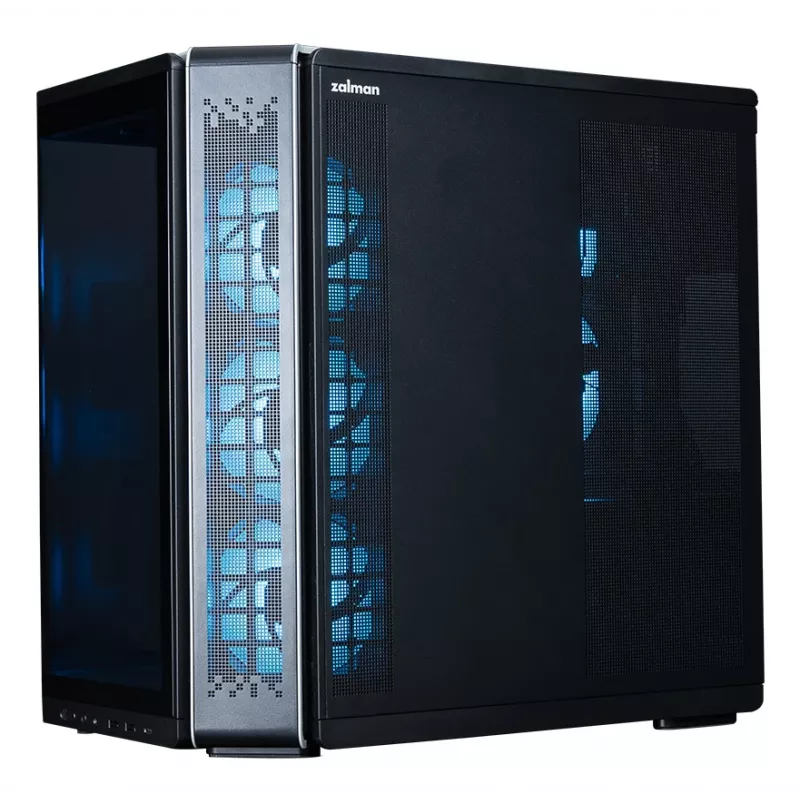 Korpusas ZALMAN P60 BLACK Midi Tower – ATX/Mini-ITX, grūdintas stiklas, 3x120mm šone + 2x120mm gale, 290×475×478 mm