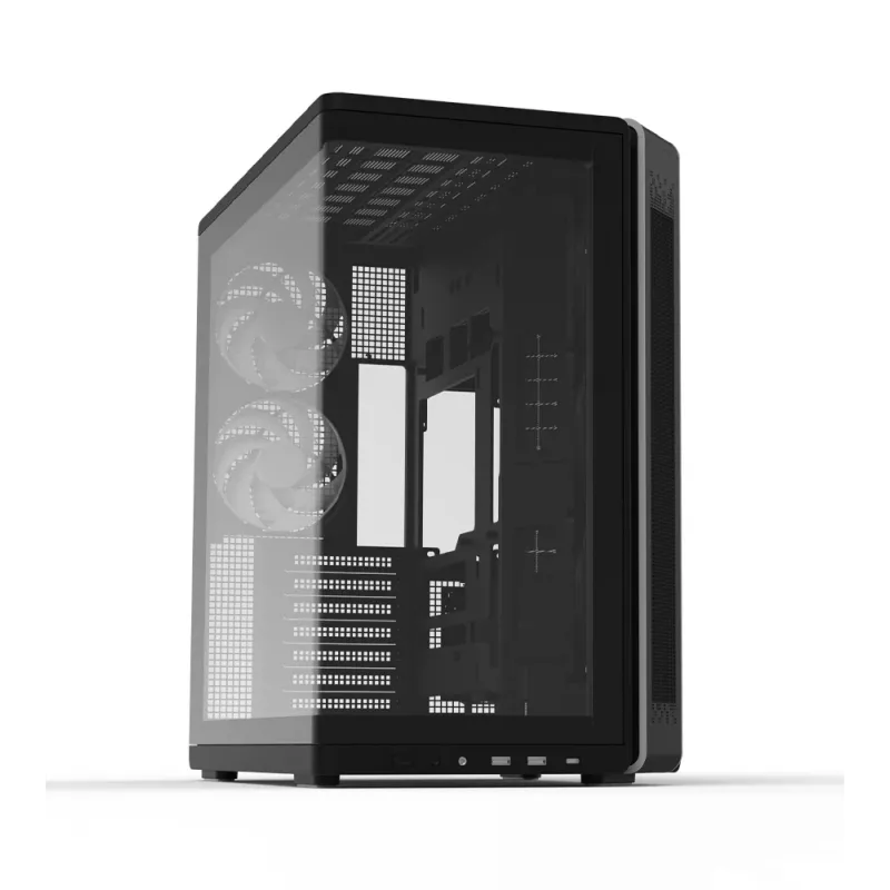 Korpusas ZALMAN P60 BLACK Midi Tower – ATX/Mini-ITX, grūdintas stiklas, 3x120mm šone + 2x120mm gale, 290×475×478 mm