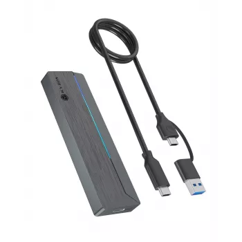 ICY BOX M.2 SATA/NVMe SSD korpusas su USB 3.2 Gen 2 Type-C ir RGB apšvietimu