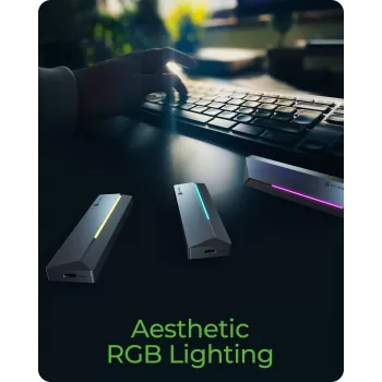 ICY BOX M.2 SATA/NVMe SSD korpusas su USB 3.2 Gen 2 Type-C ir RGB apšvietimu
