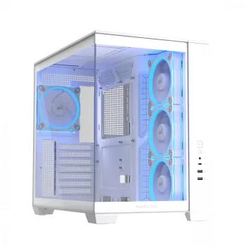 Korpusas ASUS A32 PLUS/WT/TG/ARGB Mid Tower, baltas, ATX, grūdintas stiklas, ARGB, USB-C, palaiko iki 420 mm GPU