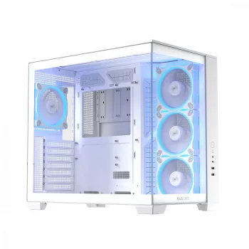 Korpusas ASUS A32 PLUS/WT/TG/ARGB Mid Tower, baltas, ATX, grūdintas stiklas, ARGB, USB-C, palaiko iki 420 mm GPU
