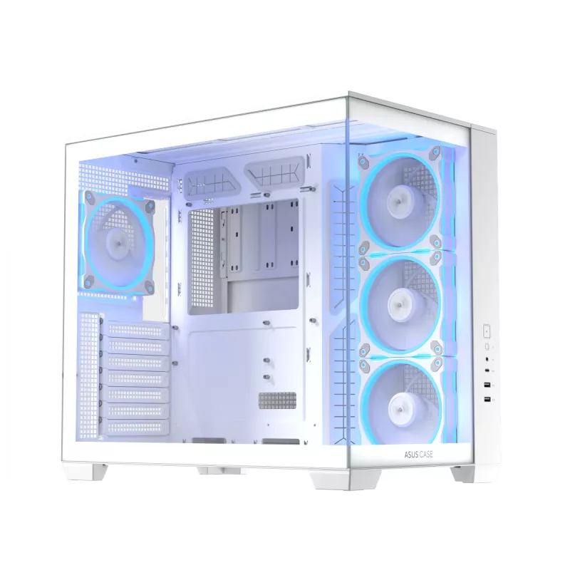 Korpusas ASUS A32 PLUS/WT/TG/ARGB Mid Tower, baltas, ATX, grūdintas stiklas, ARGB, USB-C, palaiko iki 420 mm GPU