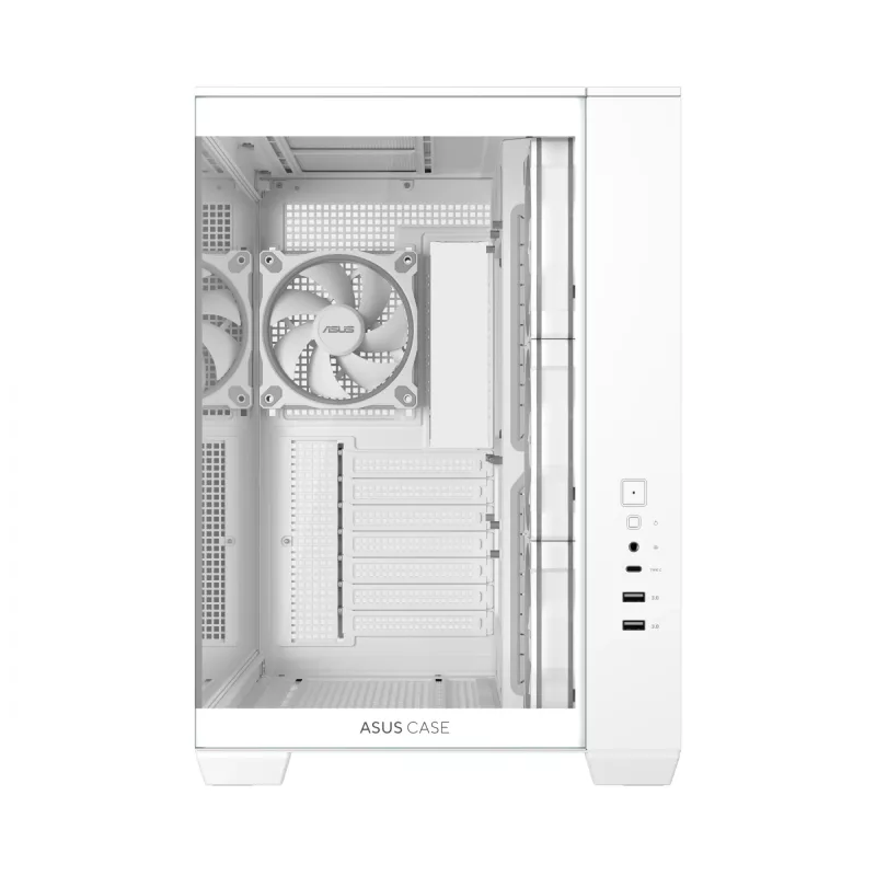 Korpusas ASUS A32 PLUS/WT/TG/ARGB Mid Tower, baltas, ATX, grūdintas stiklas, ARGB, USB-C, palaiko iki 420 mm GPU