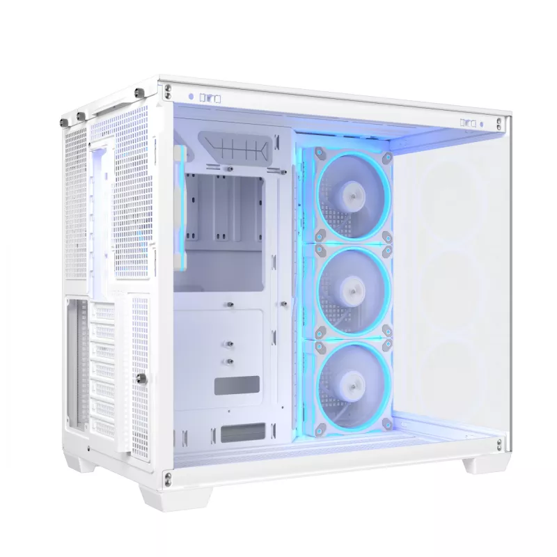 Korpusas ASUS A32 PLUS/WT/TG/ARGB Mid Tower, baltas, ATX, grūdintas stiklas, ARGB, USB-C, palaiko iki 420 mm GPU
