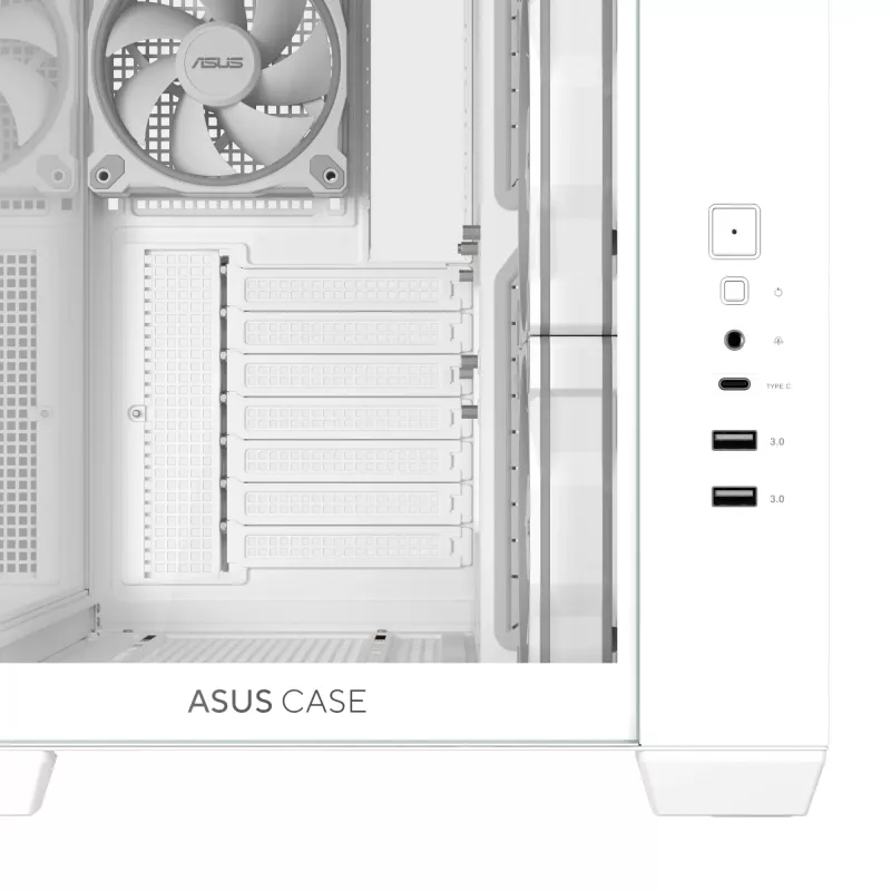 Korpusas ASUS A32 PLUS/WT/TG/ARGB Mid Tower, baltas, ATX, grūdintas stiklas, ARGB, USB-C, palaiko iki 420 mm GPU
