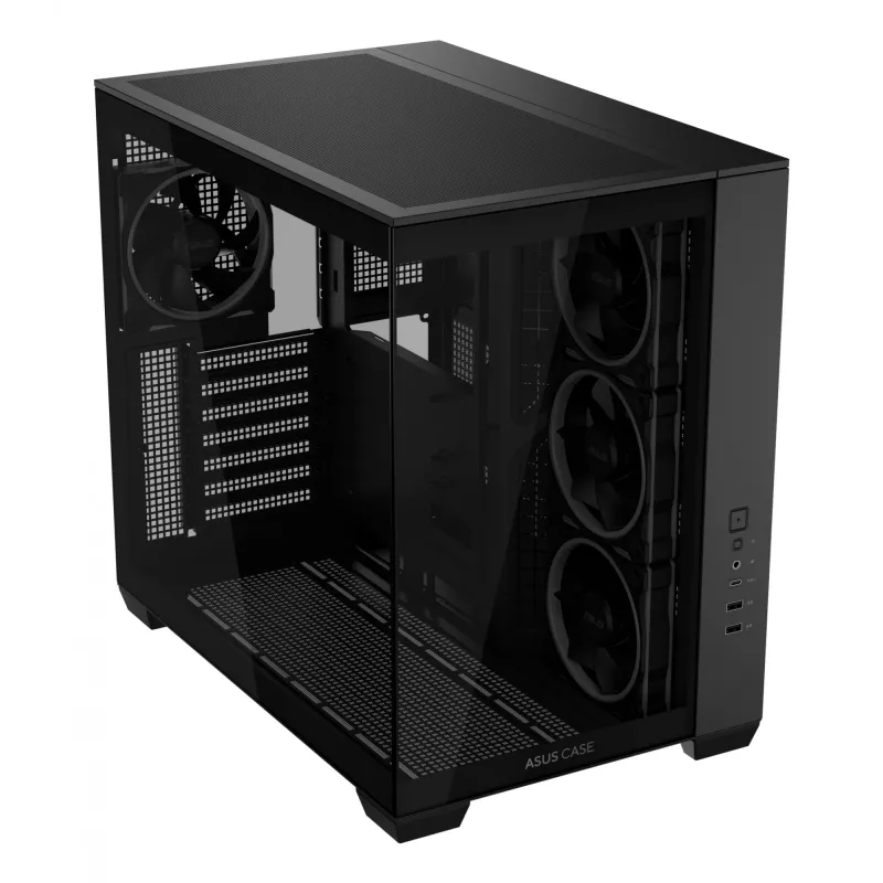 ASUS A32 PLUS ATX korpusas, juodas – grūdintas stiklas, RGB ventiliatoriai, USB-C