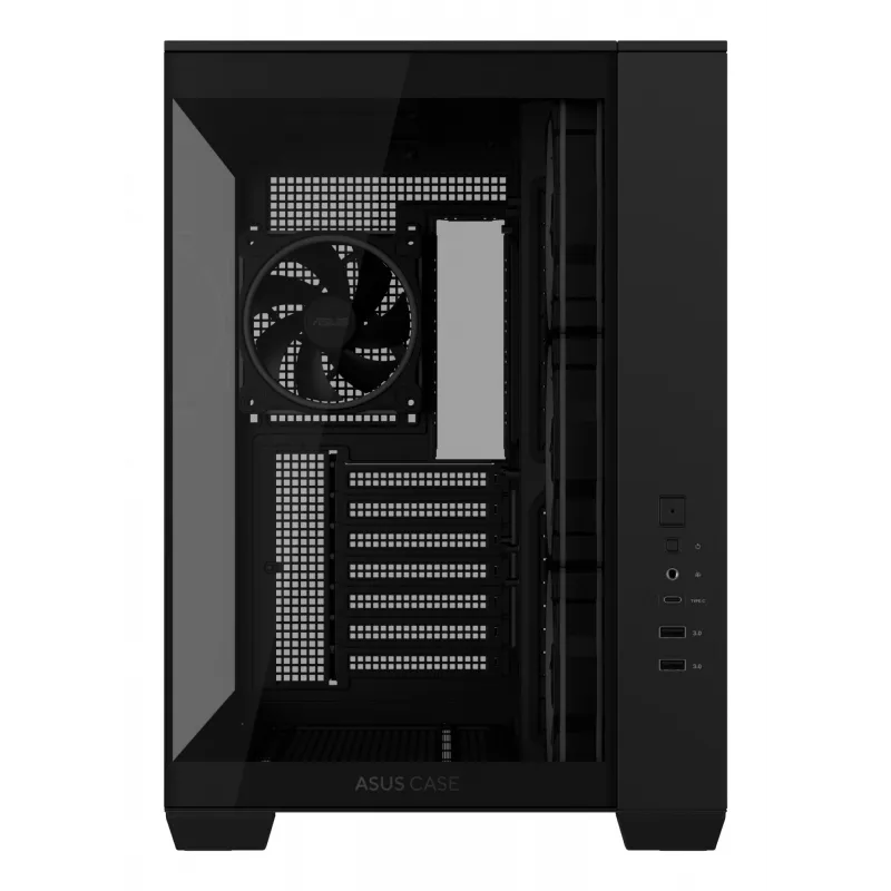 ASUS A32 PLUS ATX korpusas, juodas – grūdintas stiklas, RGB ventiliatoriai, USB-C
