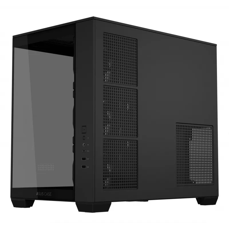 ASUS A32 PLUS ATX korpusas, juodas – grūdintas stiklas, RGB ventiliatoriai, USB-C