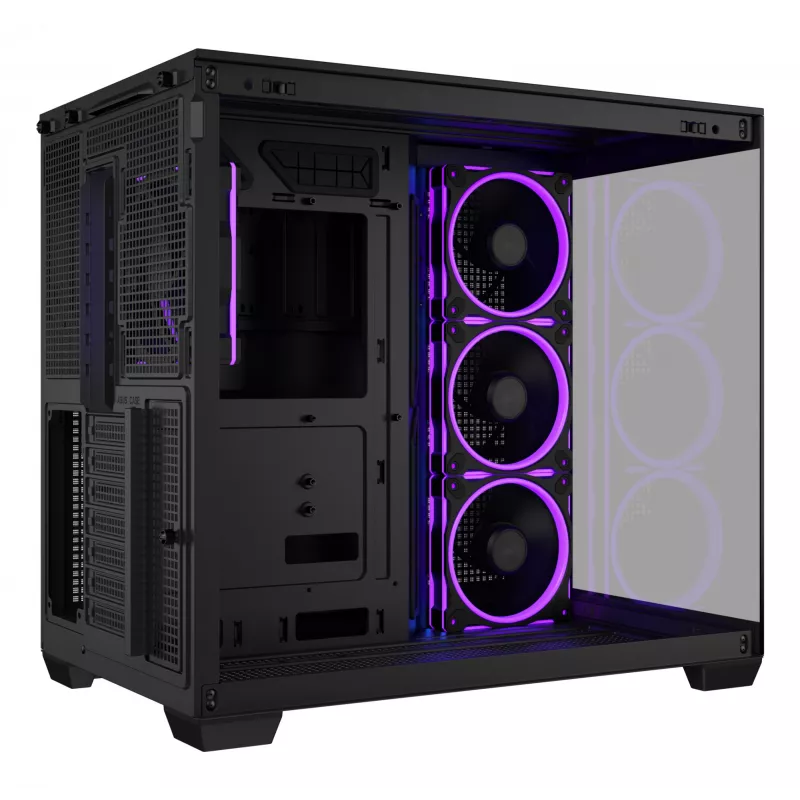 ASUS A32 PLUS ATX korpusas, juodas – grūdintas stiklas, RGB ventiliatoriai, USB-C