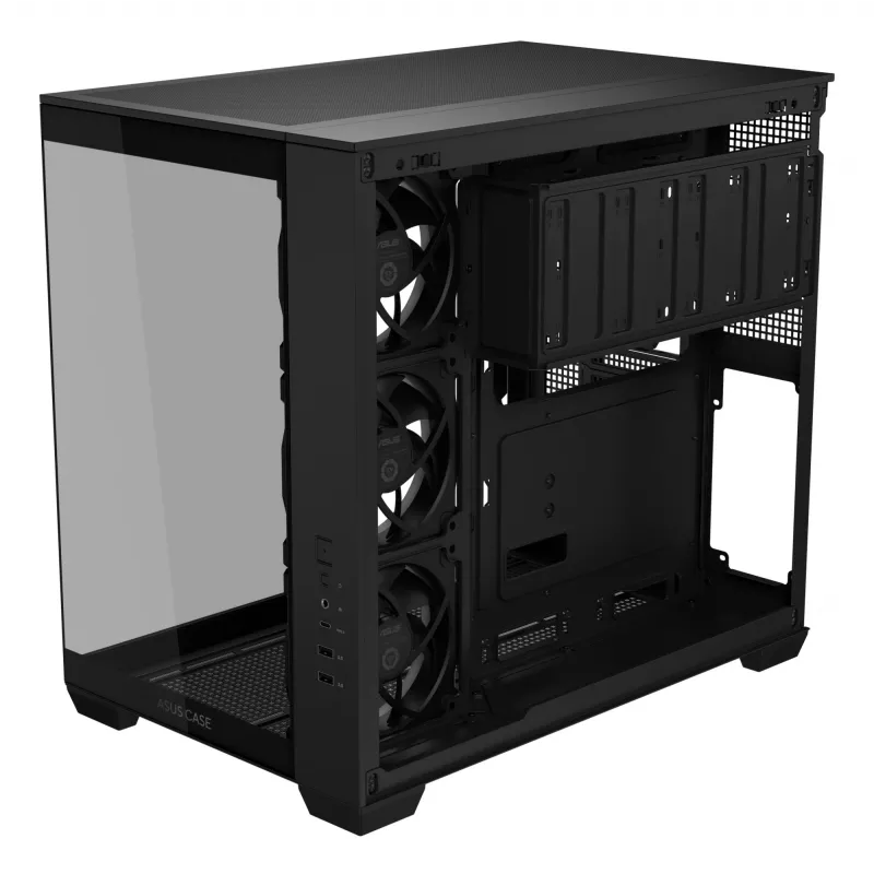 ASUS A32 PLUS ATX korpusas, juodas – grūdintas stiklas, RGB ventiliatoriai, USB-C