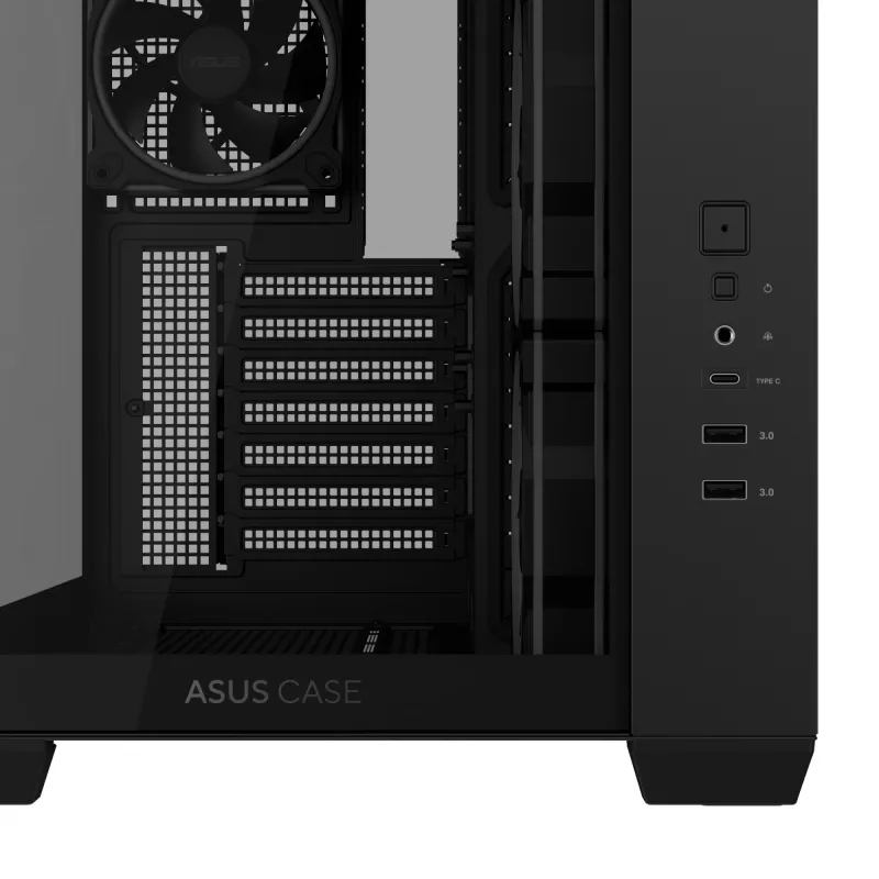 ASUS A32 PLUS ATX korpusas, juodas – grūdintas stiklas, RGB ventiliatoriai, USB-C