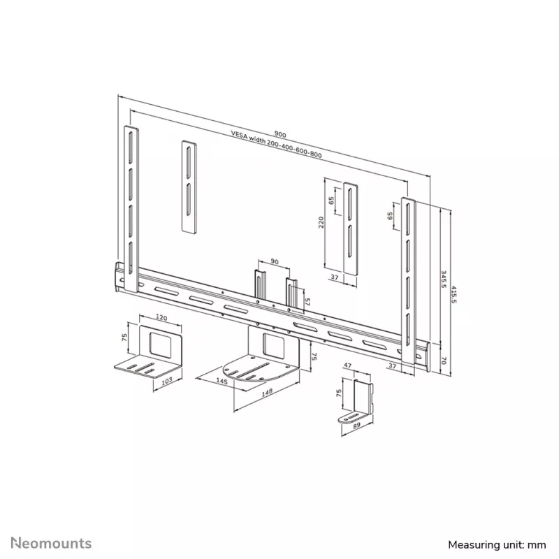 Neomounts AV50-500BL lentyna PTZ/UC kameroms 43-110 colių - VESA - max 5 kg - universali