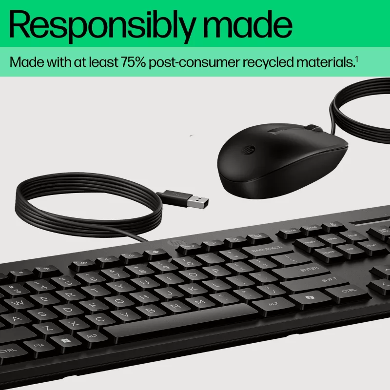 Pelių ir klaviatūros rinkinys HP 225 Wired Mouse and Keyboard Combo G2 USB