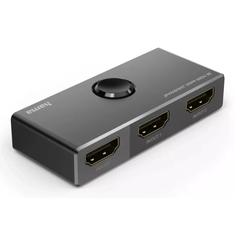 HAMA 8K HDMI dvipusis jungiklis — 1 įėjimas 2 išėjimai / 2 įėjimai 1 išėjimas, modelis 00205324