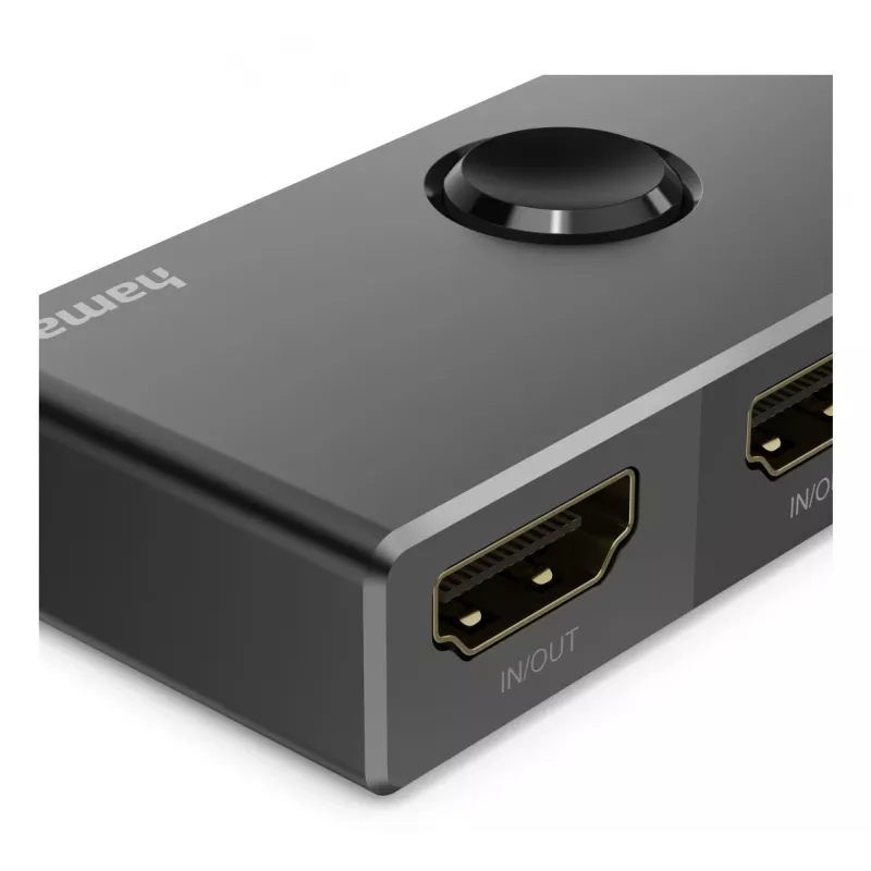 HAMA 8K HDMI dvipusis jungiklis — 1 įėjimas 2 išėjimai / 2 įėjimai 1 išėjimas, modelis 00205324