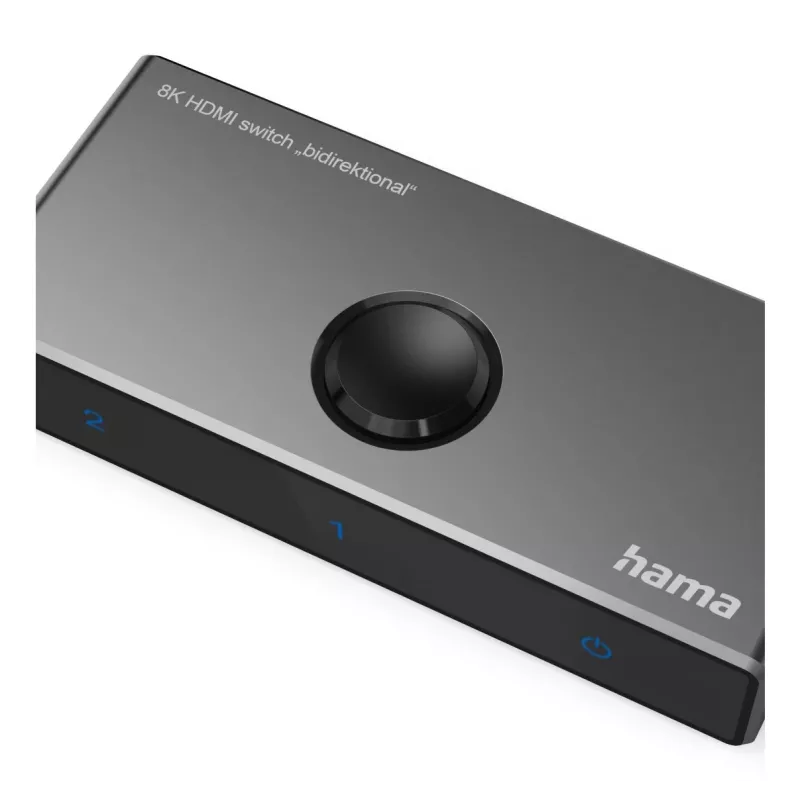 HAMA 8K HDMI dvipusis jungiklis — 1 įėjimas 2 išėjimai / 2 įėjimai 1 išėjimas, modelis 00205324